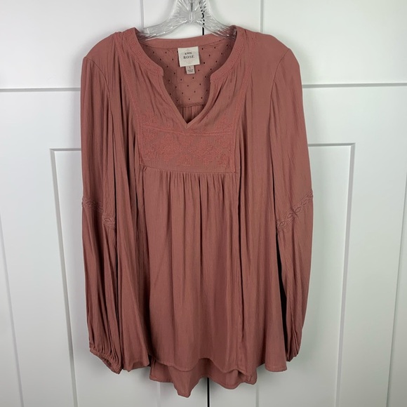 Knox Rose Tops - Knox Rose L Boho Blouse Pink Embroidered Johnny Tunic Western Hippie Festival